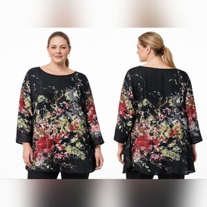 Nwt Rose & Olive Floral Paint Art Tunic Top